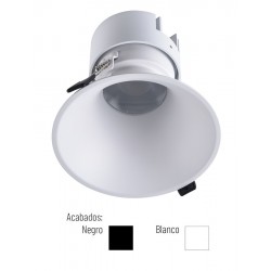 Foco Downlight LED COB Fijo Redondo Ø155mm 20w IP65 Konic VC, Blanco ó Negro